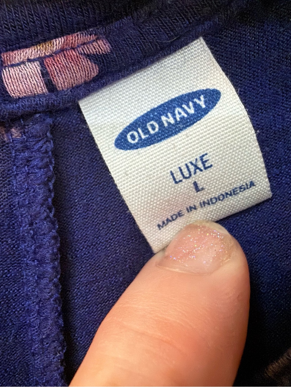 Old Navy Navy Tank Top with Pink Floral Print - Picture 3 of 4